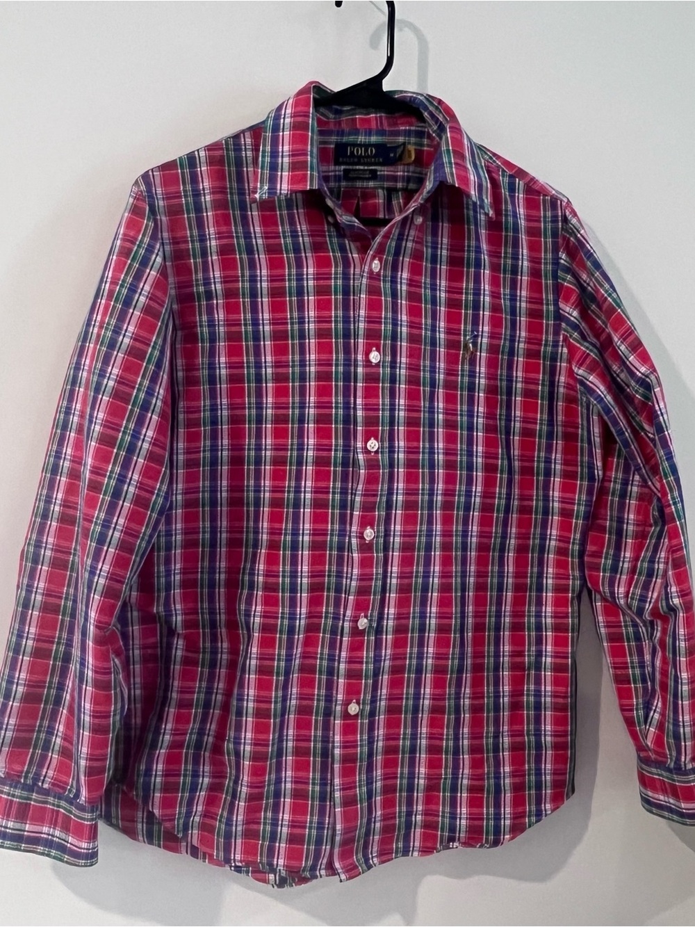 Polo Ralph Lauren Men’s Long Sleeve Button Up Red Plaid Shirt Medium Christmas